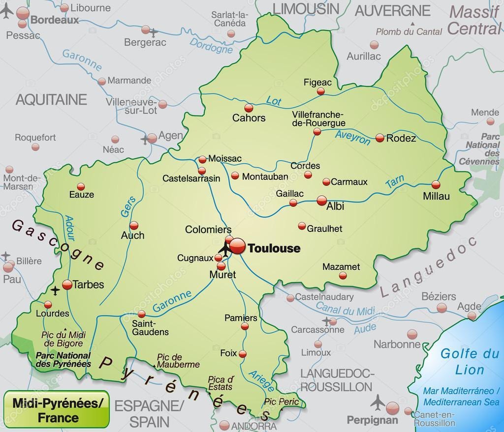 Քարտեզ, Թուլուզ տարածաշրջան